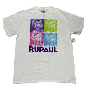 Rupaul Neon Duo Tone Squares White Short Sleeve T-Shirt Men’s XXL 100% Cotton